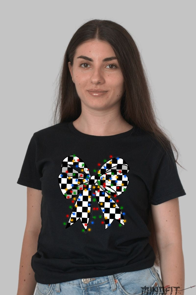 Tricou De Sarbatori - Fundita Cu Lumini Colorate dama negru