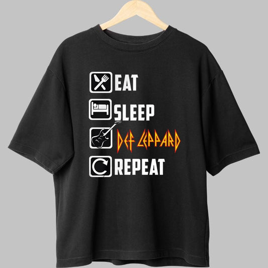 Tricou Def Leppard - Eat Sleep Rock Repeat fata