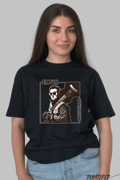 Tricou Elvis Costello - Retro Cool & Iconic dama negru