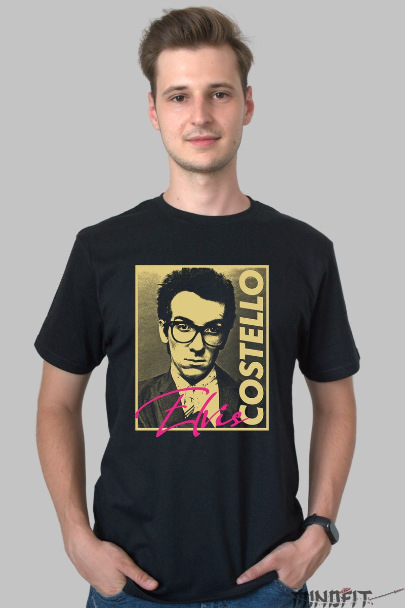 Tricou Elvis Costello - Retro Icon Touch barbat negru