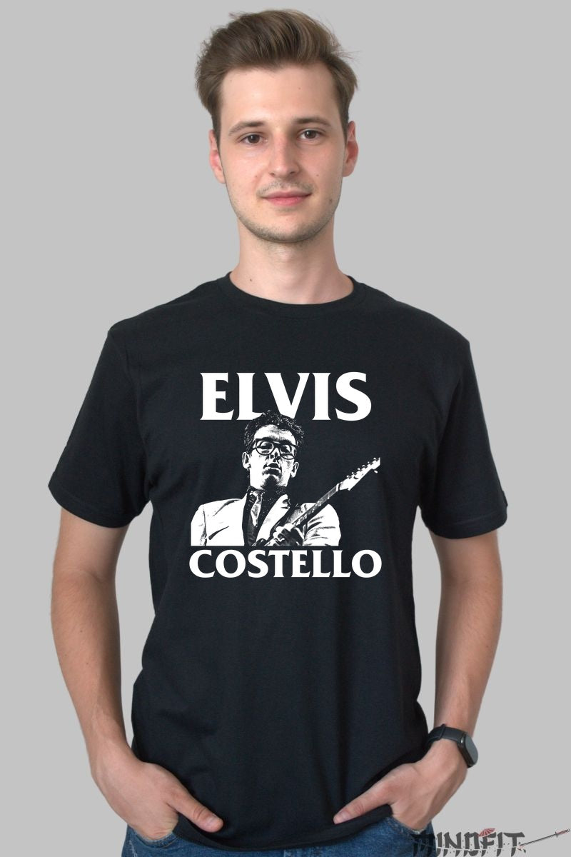 Tricou Elvis Costello – Stilul rebel al rockului britanic barbat negru
