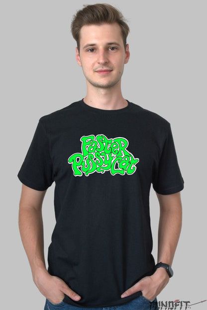 Tricou Faster Pussycat - Bold Neon Logo barbat negru