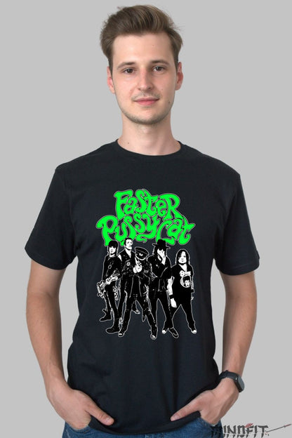 Tricou Faster Pussycat - Rock Glam Anii -80 barbat negru
