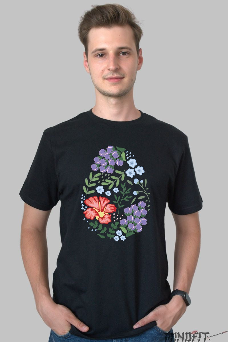 Tricou Floral - Armonie in Stil si Natura Barbat Negru