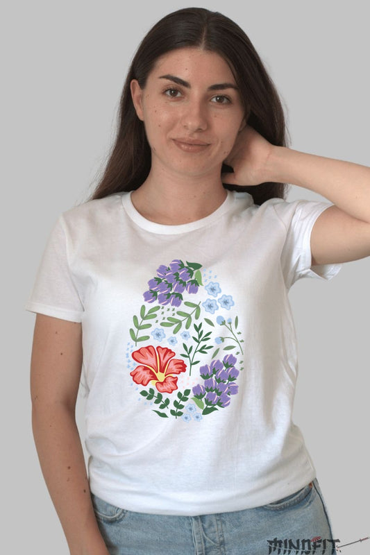 Tricou Floral - Armonie in Stil si Natura Dama Alb