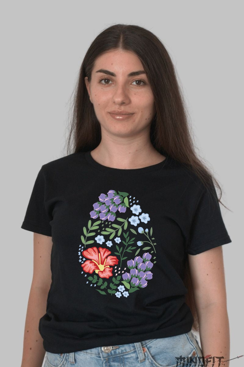 Tricou Floral - Armonie in Stil si Natura Dama Negru