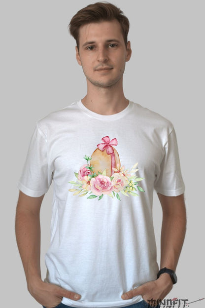 Tricou Floral Paste - Eleganta Intre Oua Si Flori Barbat Alb