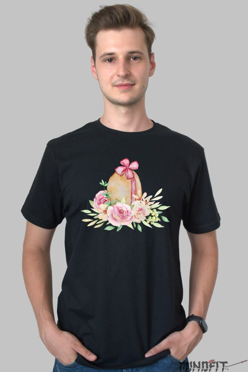 Tricou Floral Paste - Eleganta Intre Oua Si Flori Barbat Negru