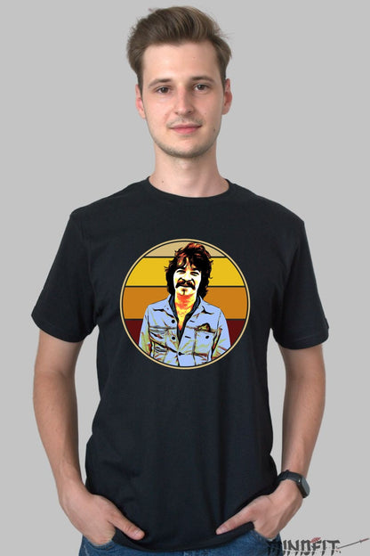 Tricou Folk Legend - Portret Retro Iconic barbat negru