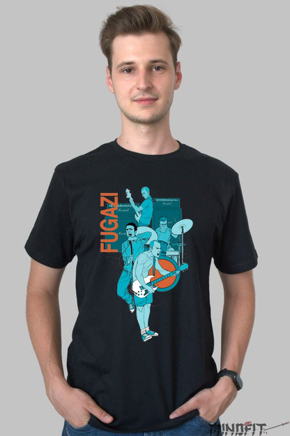 Tricou Fugazi - Energie Punk Illustrata barbat negru