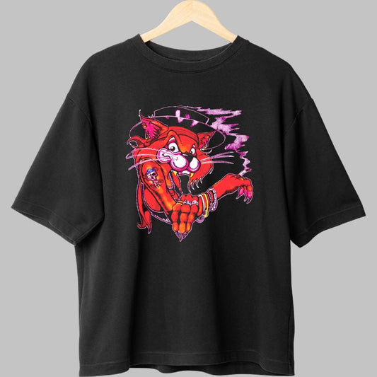 Tricou Gangsta Cat - Atitudine Urbana Vintage fata