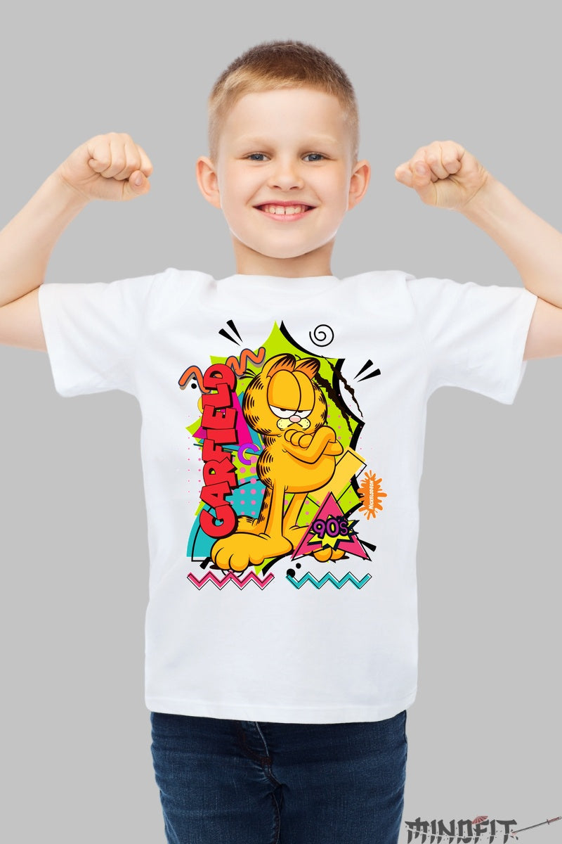 Tricou Garfield 90s - Cartoon Network Retro baiat alb