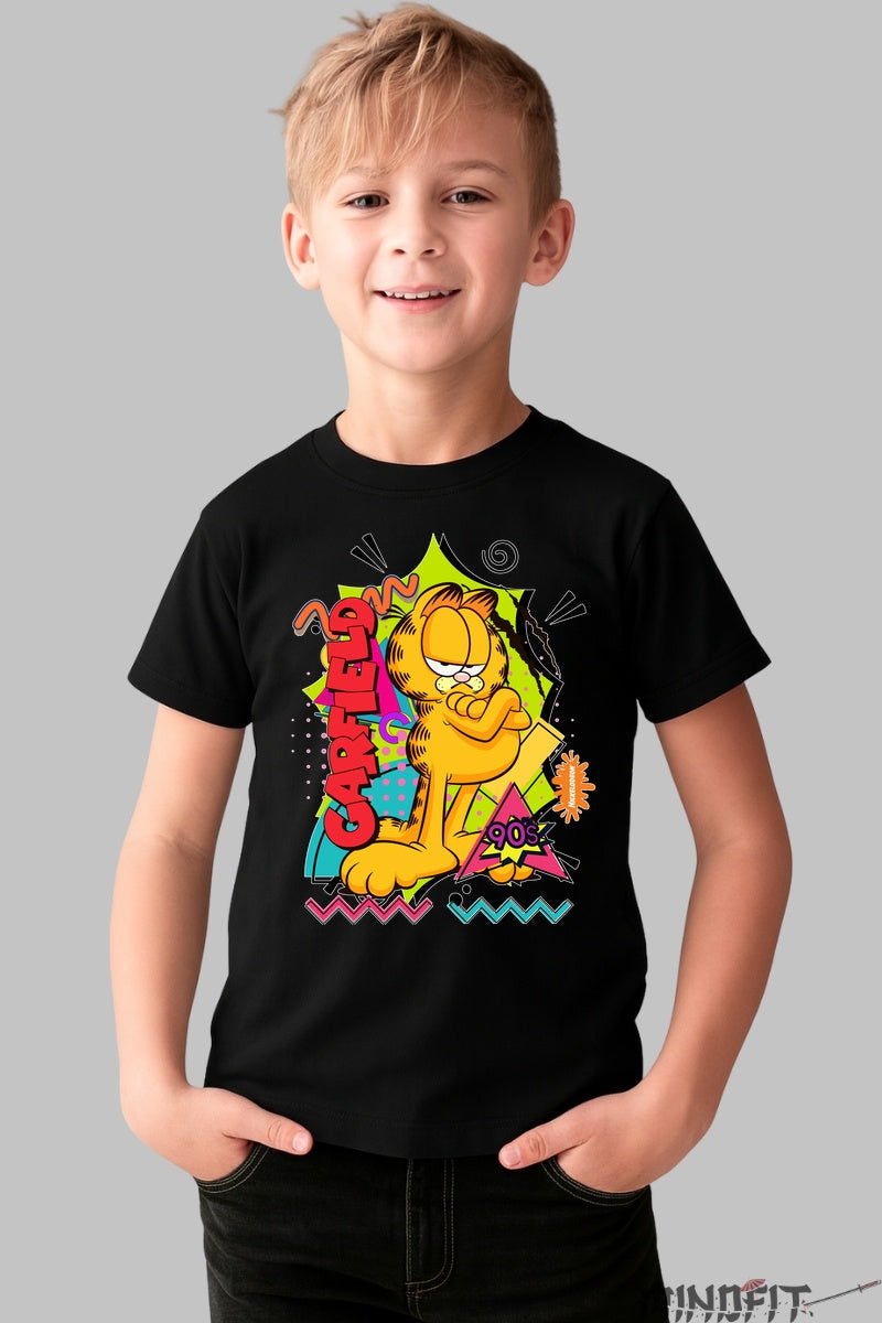 Tricou Garfield 90s - Cartoon Network Retro baiat negru
