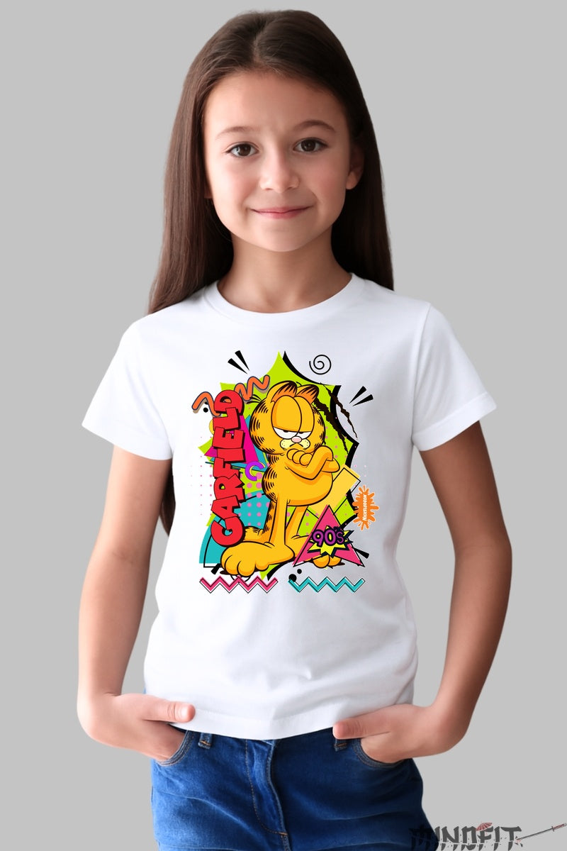 Tricou Garfield 90s - Cartoon Network Retro fata alb