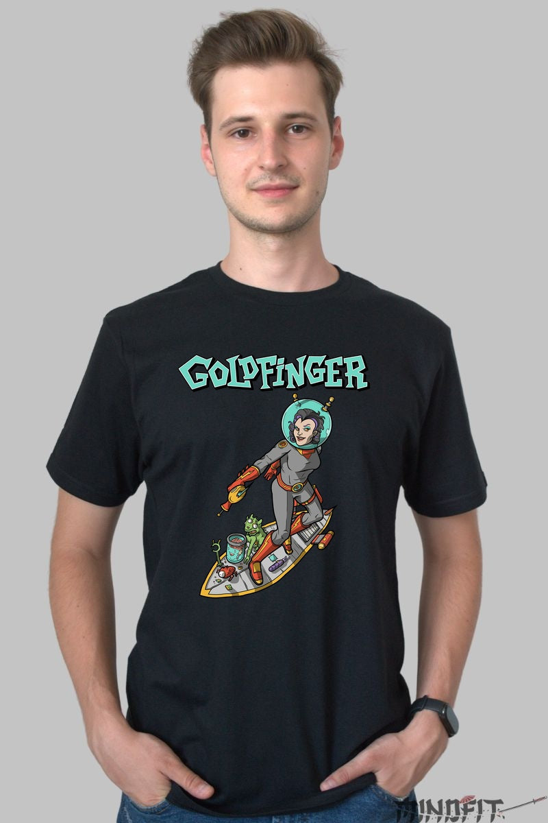 Tricou Goldfinger - Spatiu Psihedelic Retro barbat negru