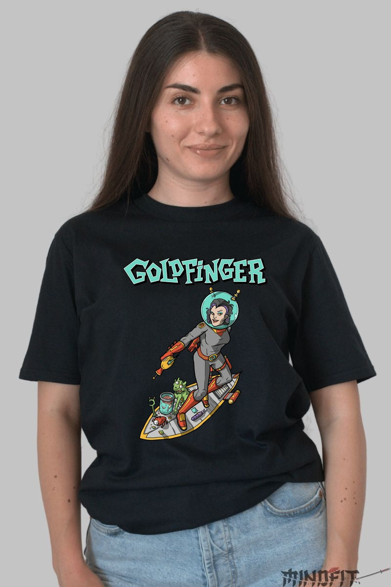 Tricou Goldfinger - Spatiu Psihedelic Retro dama negru