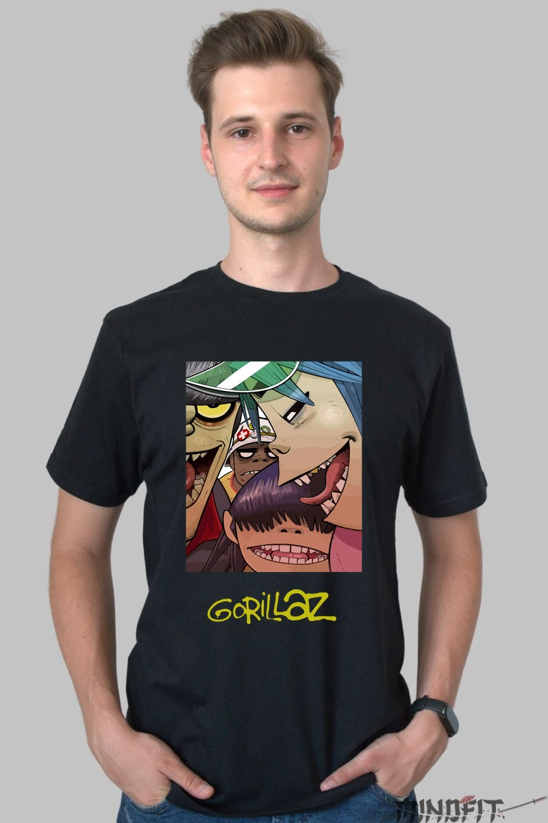 Tricou Gorillaz - Cartoon Vibe Iconic barbat negru