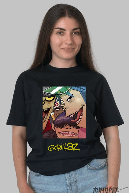 Tricou Gorillaz - Cartoon Vibe Iconic dama negru