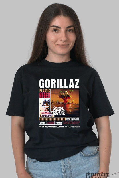 Tricou Gorillaz - Plastic Beach Melancholy dama negru