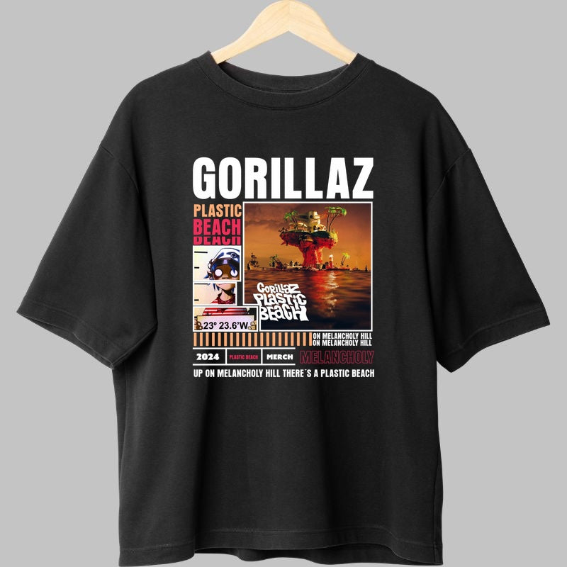 Tricou Gorillaz - Plastic Beach Melancholy fata