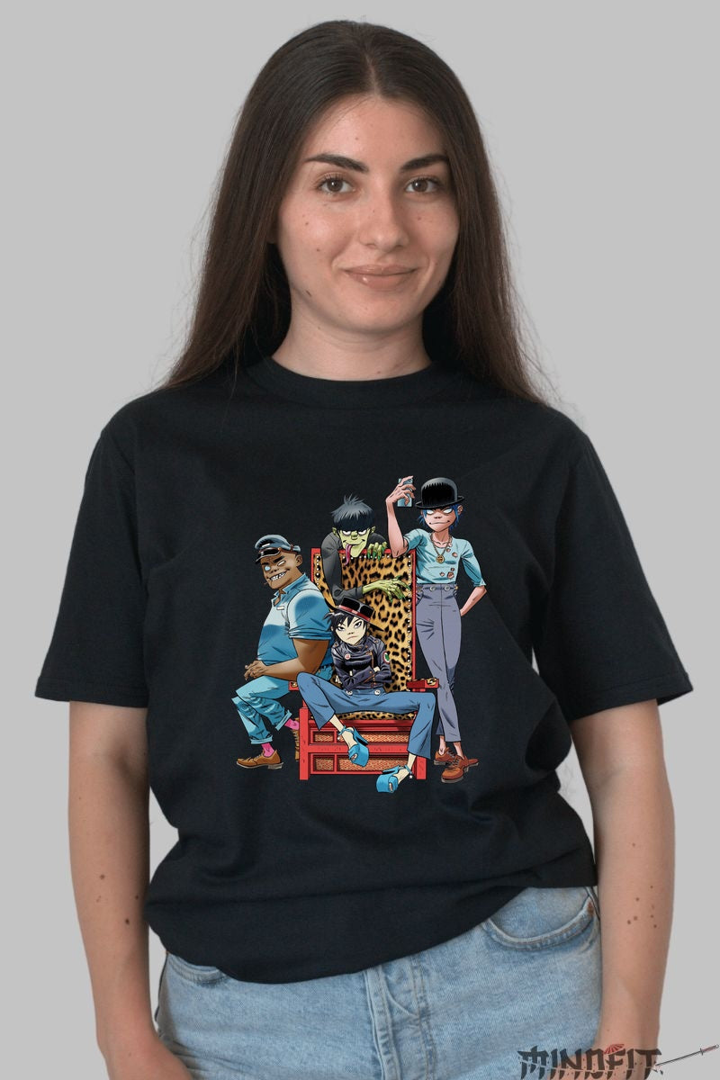 Tricou Gorillaz Squad - Arta urbana in stil animat dama negru