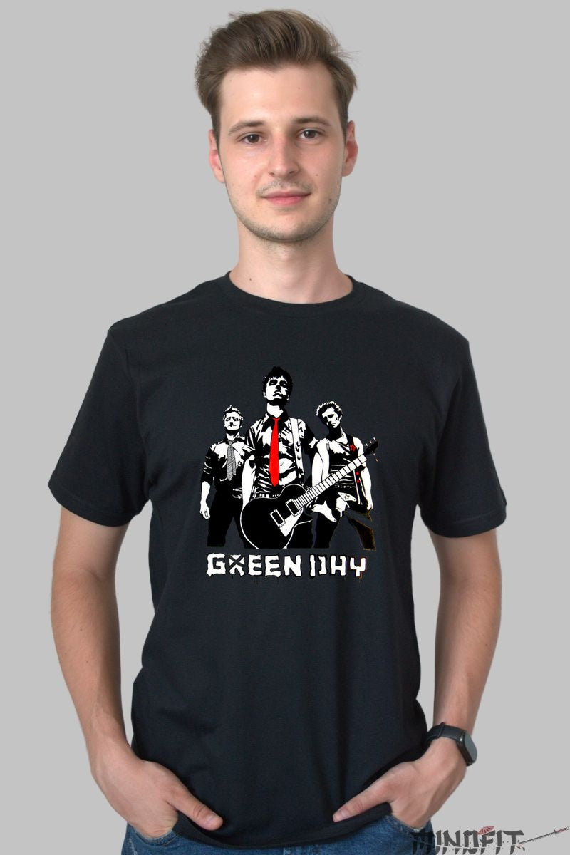 Tricou Green Day - Rebel Punk Portrait barbat negru