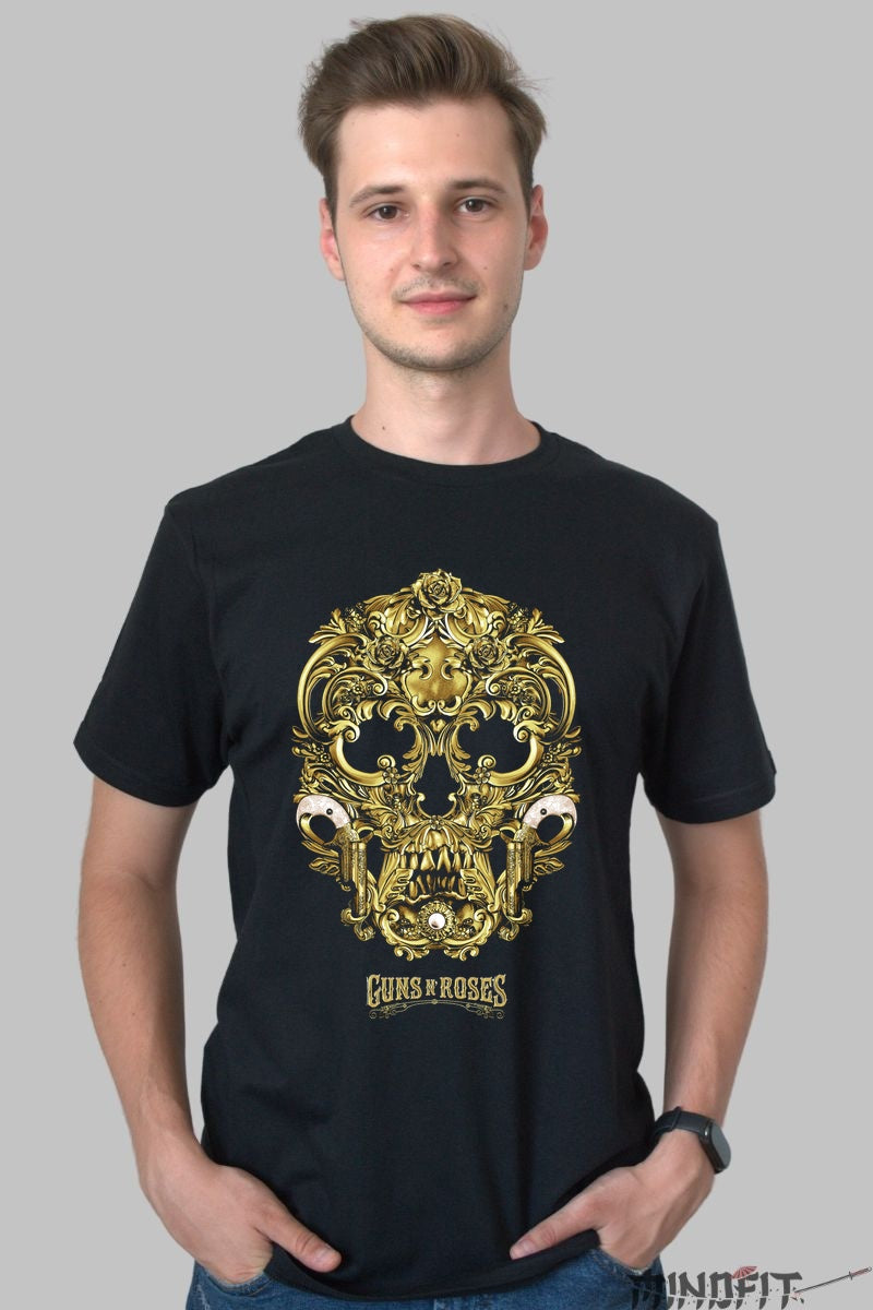 Tricou Guns N' Roses - Craniu Baroc Auriu barbat negru