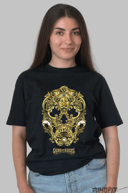 Tricou Guns N' Roses - Craniu Baroc Auriu dama negru