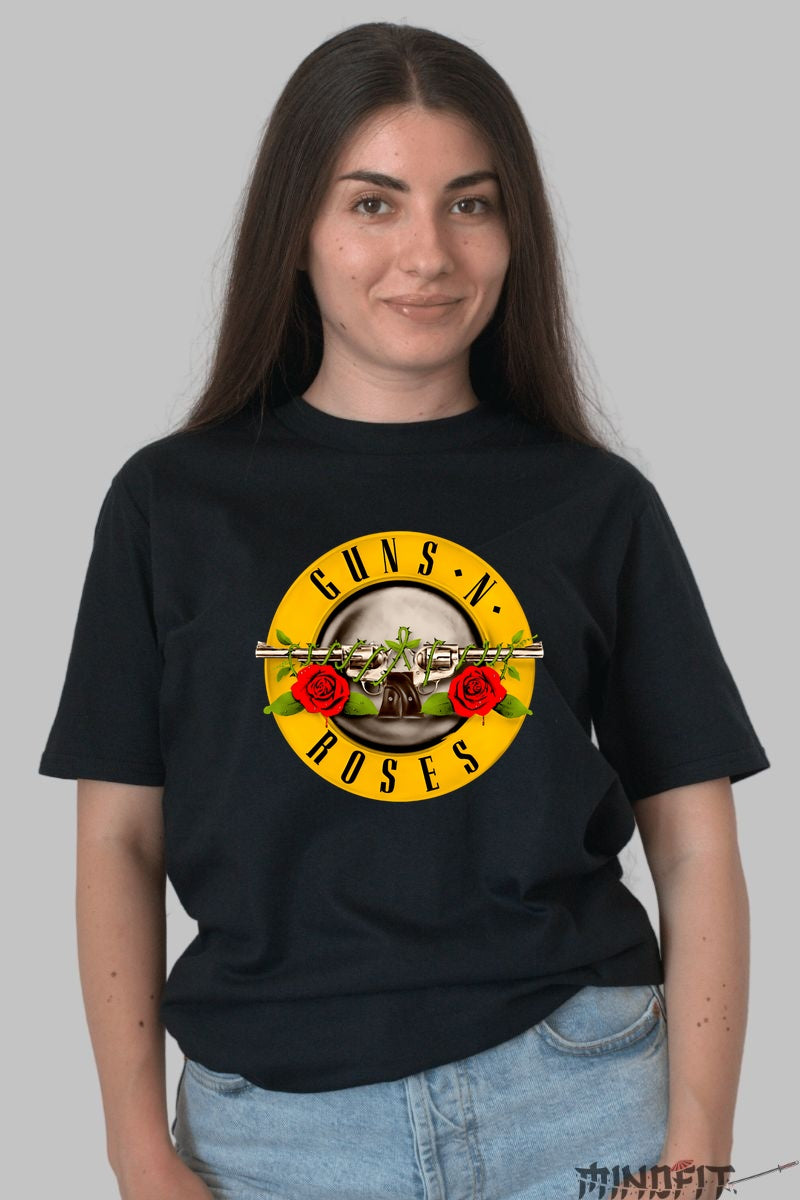 Tricou Guns N' Roses - Emblema Iconica Rock dama negru