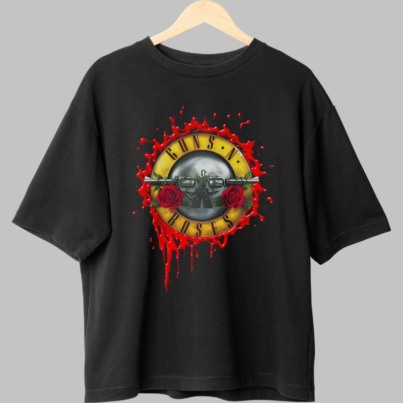 Tricou Guns N- Roses - Emblema Rock cu Trandafiri fata