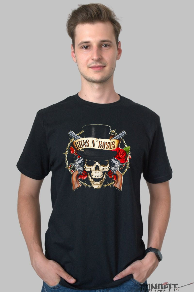 Tricou Guns N' Roses Rock - Skull & Roses Legacy barbat negru