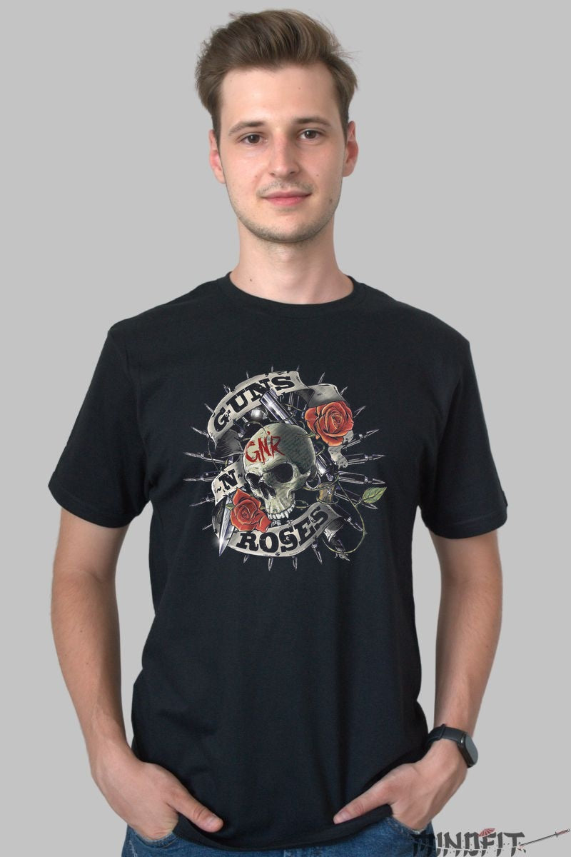 Tricou Guns N- Roses - Skull & Roses Edition barbat negru