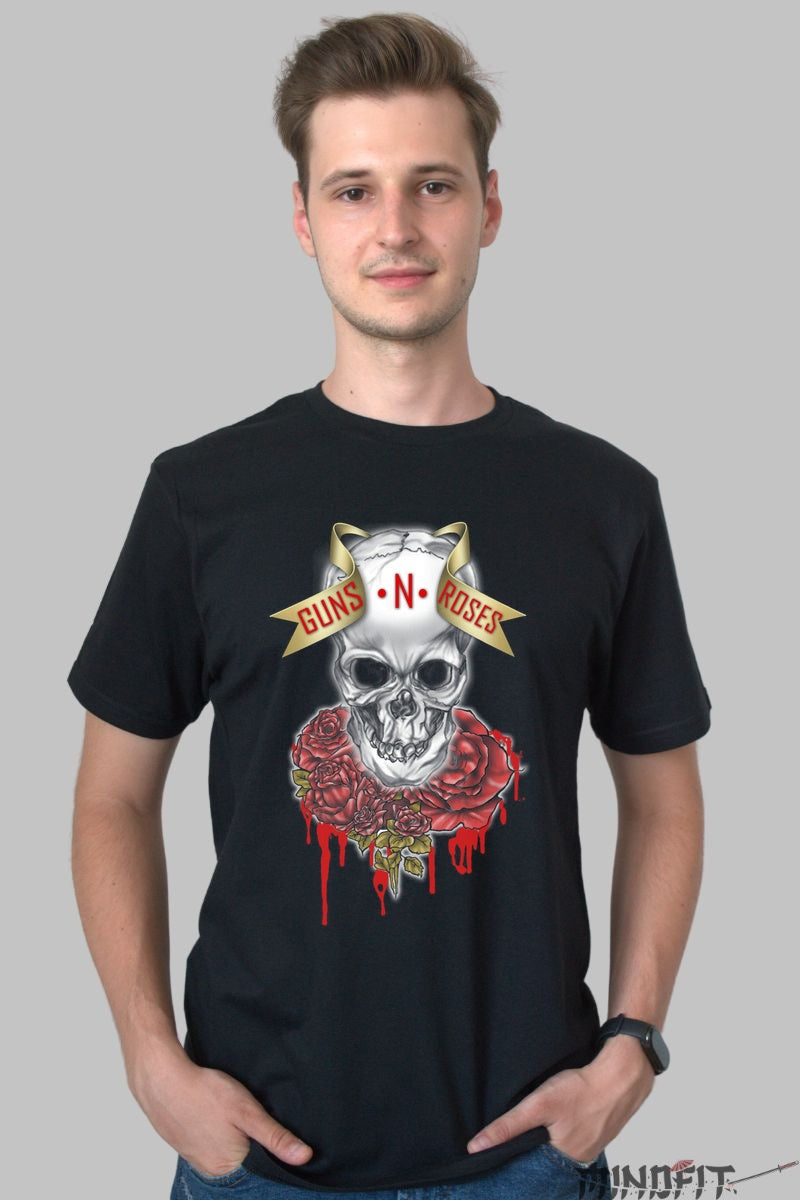 Tricou Guns N Roses - Skull & Roses Legacy barbat negru