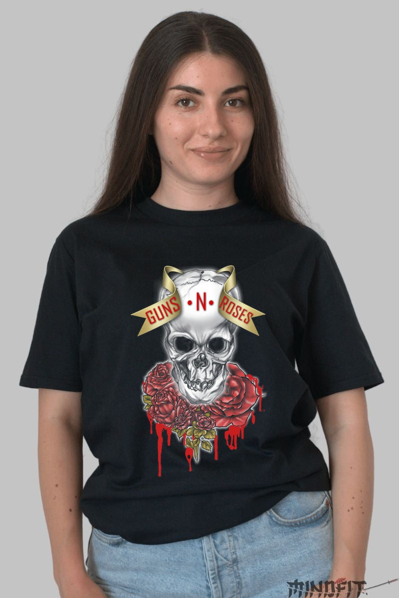 Tricou Guns N Roses - Skull & Roses Legacy dama negru