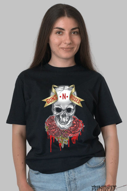 Tricou Guns N Roses - Skull & Roses Legacy dama negru
