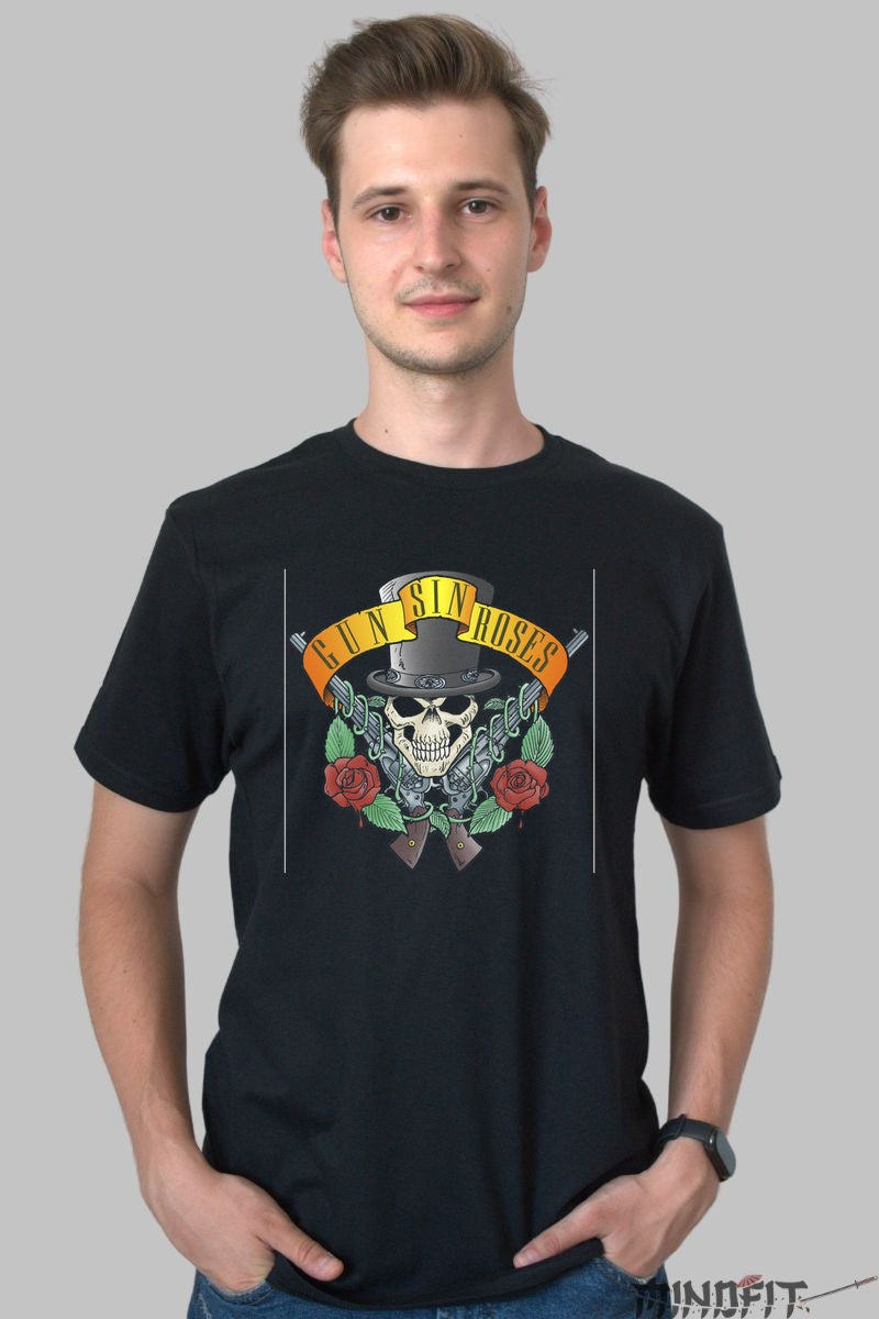 Tricou Guns N- Roses - Skull & Roses Legend barbat negru
