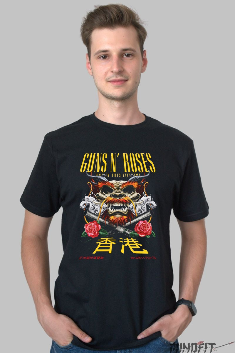 Tricou Guns N- Roses - Turneul Asia Vibes barbat negru