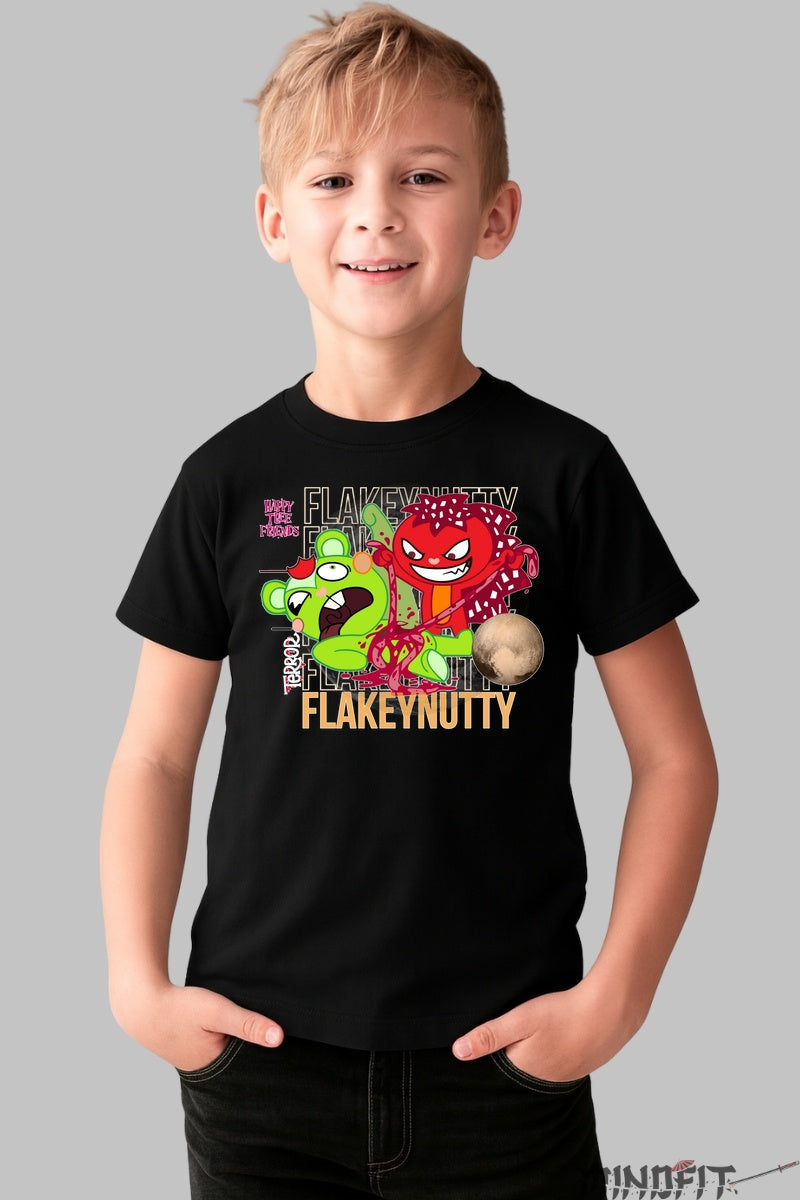 Tricou Happy Tree Friends Flakey Si Nutty - Teribil de amuzant baiat negru