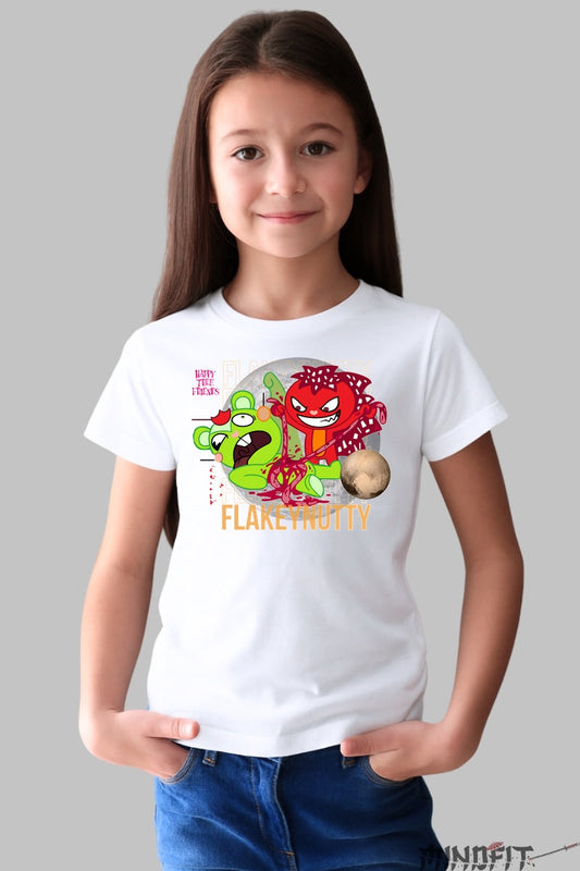 Tricou Happy Tree Friends Flakey Si Nutty - Teribil de amuzant fata alb