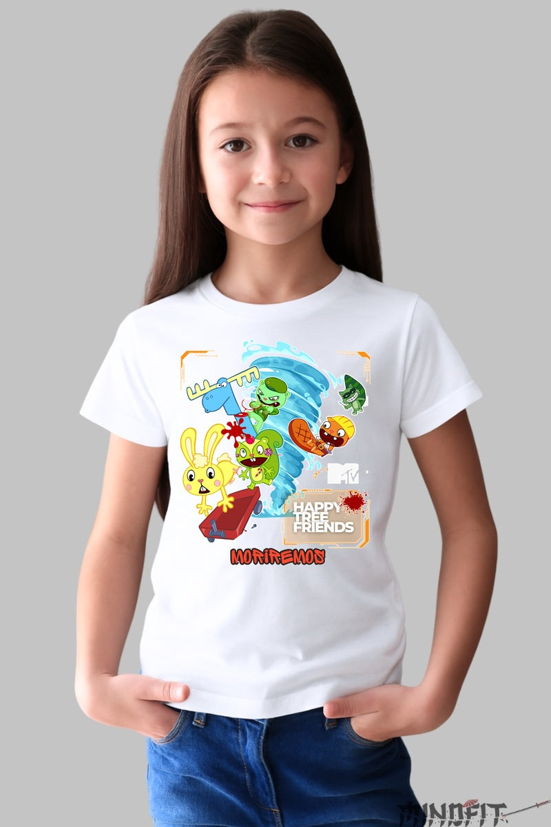 Tricou Happy Tree Friends Tornado - Cartoon Network fata alb