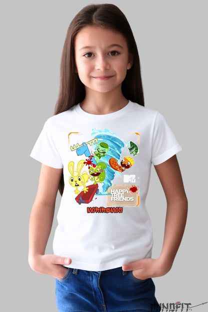 Tricou Happy Tree Friends Tornado - Cartoon Network fata alb
