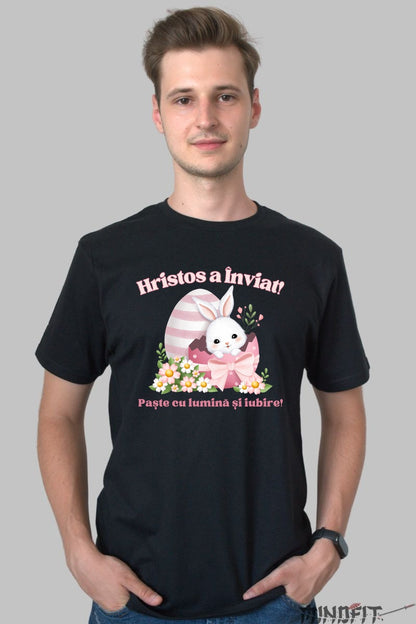 Tricou Hristos a Inviat - Iepuras cu Oua de Paste Barbat Negru