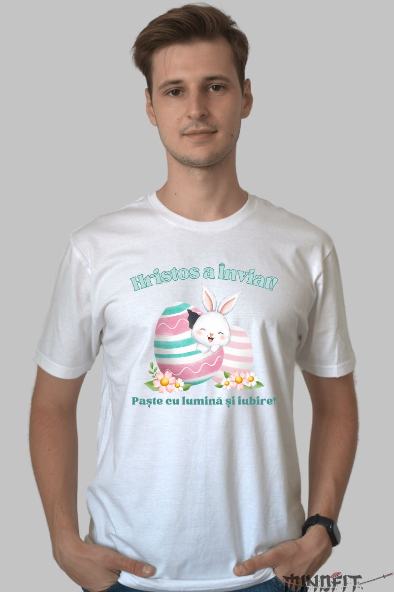 Tricou Hristos a Inviat - Iepuras Si Oua Colorate Barbat Alb