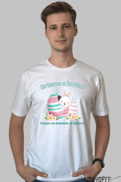 Tricou Hristos a Inviat - Iepuras Si Oua Colorate Barbat Alb