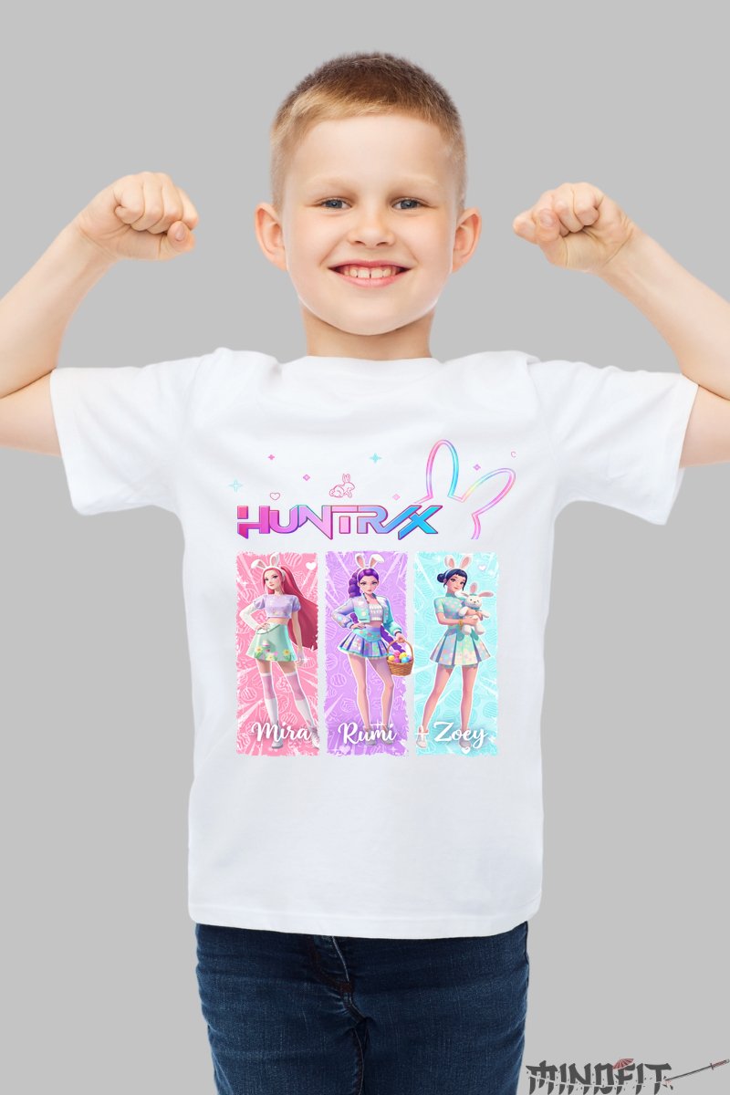 Tricou HUNTRIX - Mira, Rumi si Zoey Expressiv baiat alb