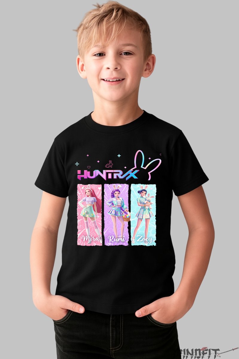 Tricou HUNTRIX - Mira, Rumi si Zoey Expressiv baiat negru