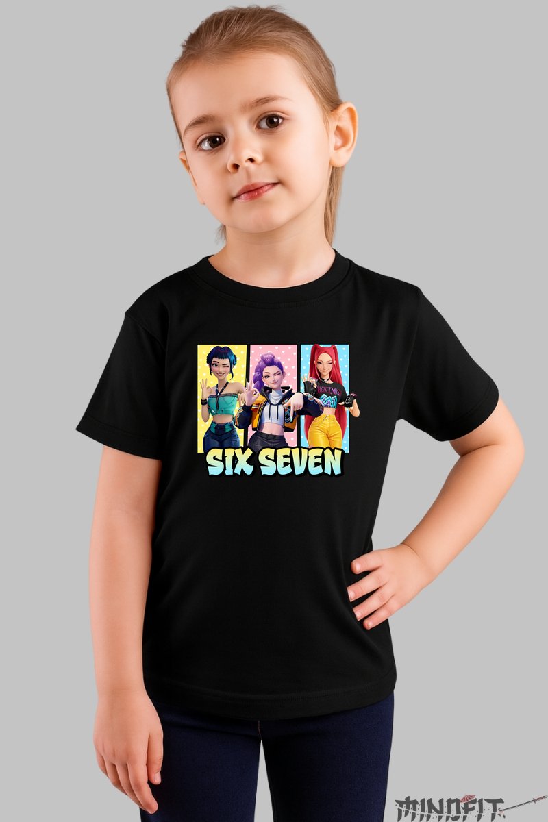 Tricou HUNTRIX Six Seven - Trio de Stil Remarcabil fata negru