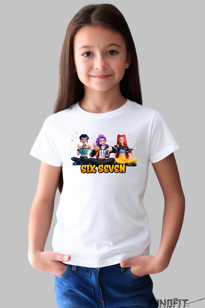 Tricou HUNTRIX Six Seven - Trio Star Emblematic fata alb