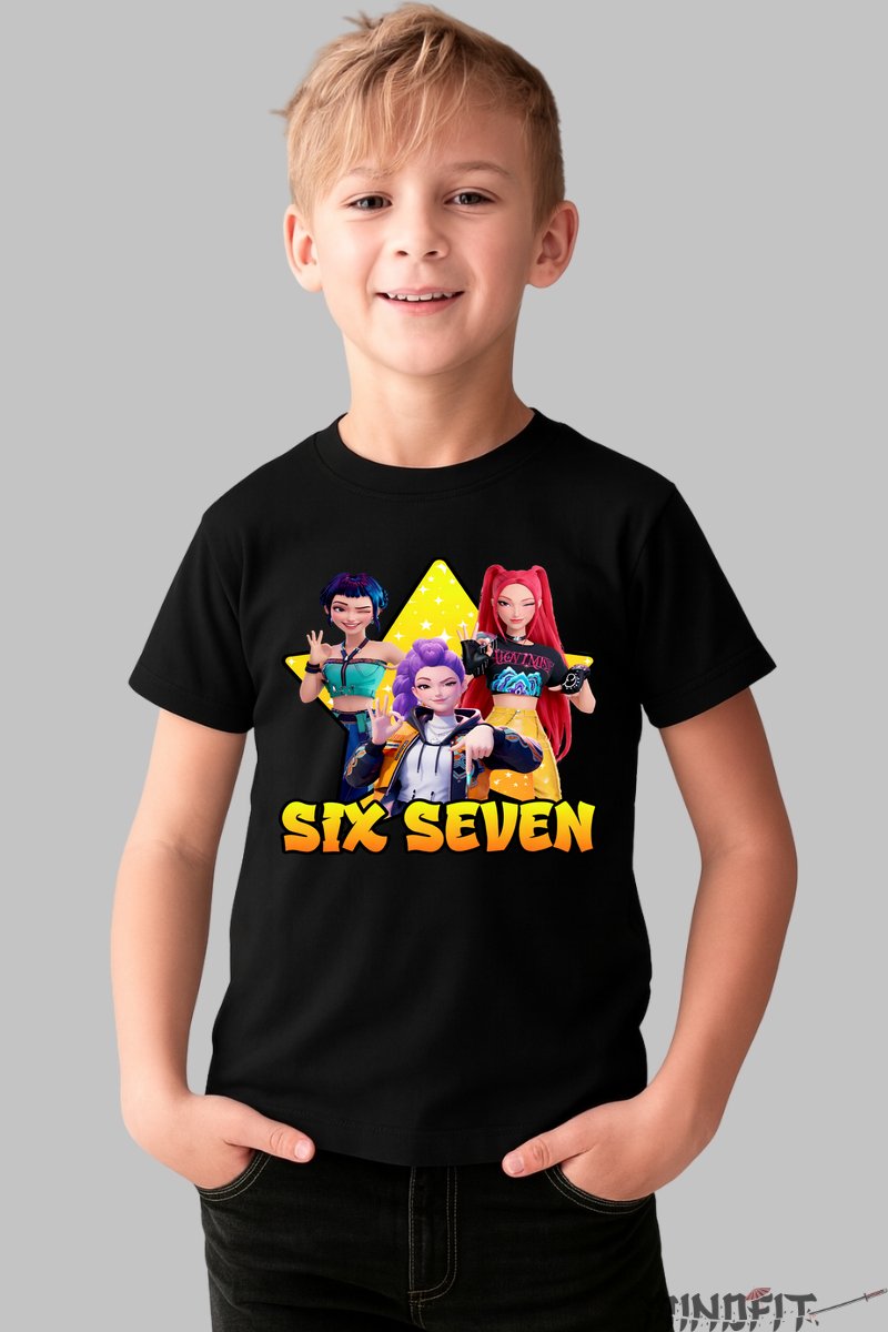 Tricou HUNTRIX Six Seven - Trio Star Epic baiat negru