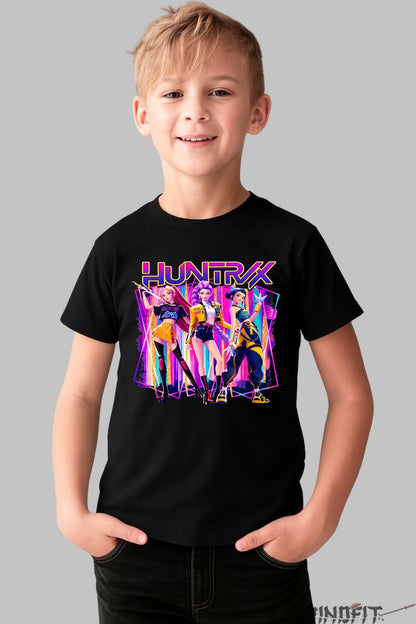 Tricou HUNTRIX - Trio Star Emblematic baiat negru